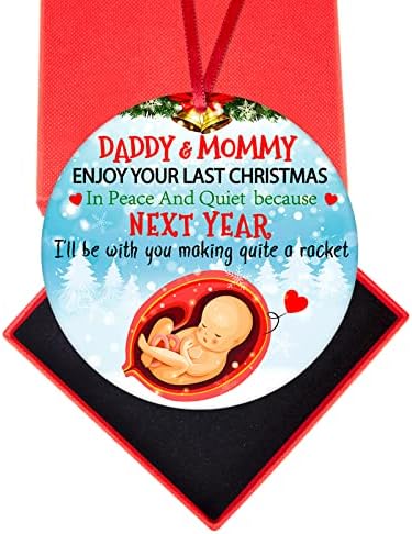 WaaHome Funny Pregnant Christmas Ornaments 2026 - Pregnancy Announcement Ornament Baby on the Way Bumps First Christmas Ornaments Gifts for New Mom Mom to Be