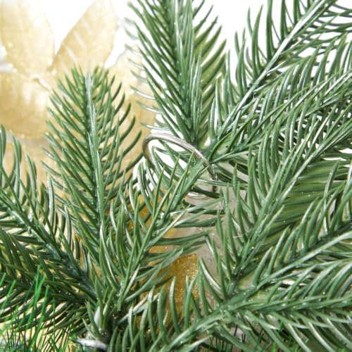 Christmas Swag Wreath for Staircase, Christmas GlitterTeardrop Decorations with Bow Swag Trim for Front Door Wall Window Indoor Outdoor (Gold, 60cm*30cm)