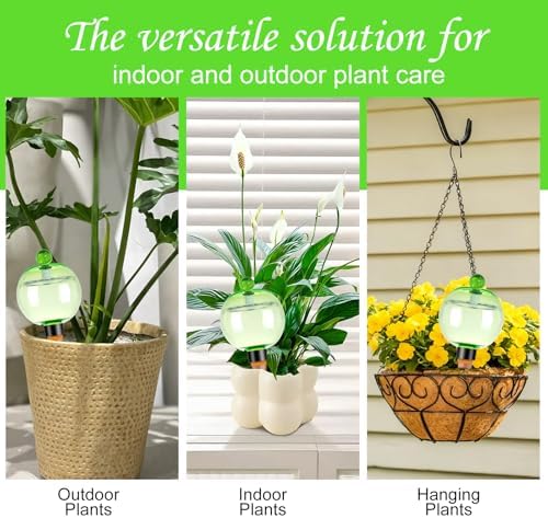 4 Pack Self Watering Globes 17oz Large Plant Watering Globes Top Fill, Self Water Planter Insert Indoor/Outdoor Plastic Water Bulbs Slow Release Terracotta for Plants, Green