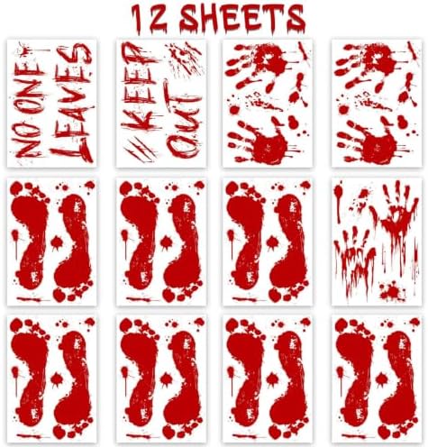 Halloween Floor Stickers, Bloody Footprint Handprint Decorations