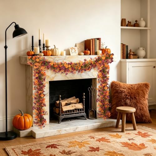 Ammyoo Fall Artificial Flowers Garland Fake Mums Vine for Home Decoration