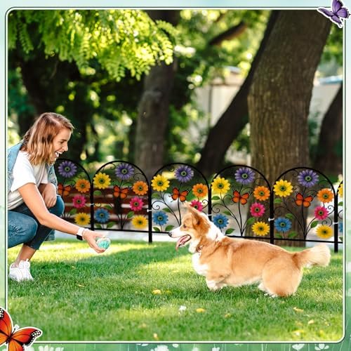 Yaocom 6 Pack Flower Garden Fence 16.5" H x 11.8" W Yard Decor