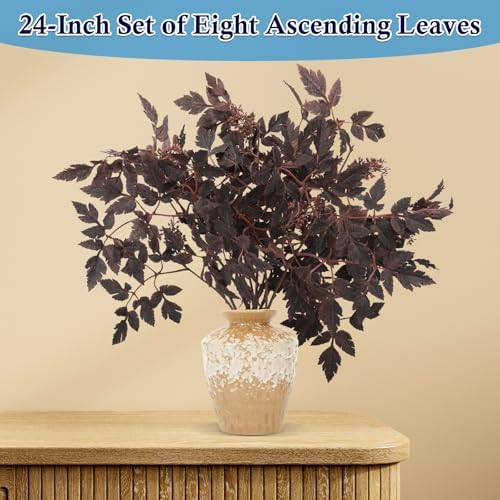 24" Fall Stems with Berries for Vase, Faux Purple Cimicifuga, 4 Pack
