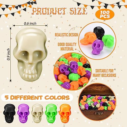 100Pcs Halloween Mini Plastic Skull Heads