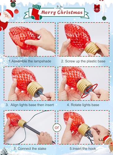 Strawberry Jumbo C9 Christmas Pathway Lights Outdoor, 8.5 FT 5 LED