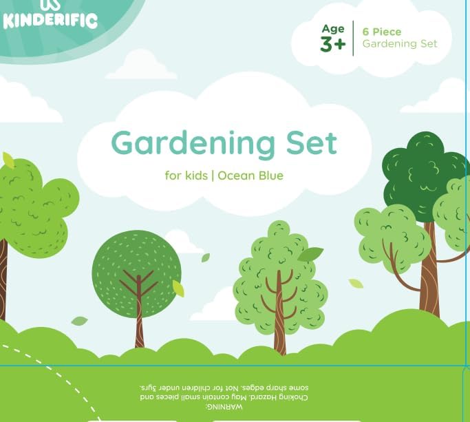 Gardening Set, Tool Kit, for Kids, STEM, Includes Tote Bag, Spade, Watering Can, Rake, Fork, Trowel and Gloves (Camo