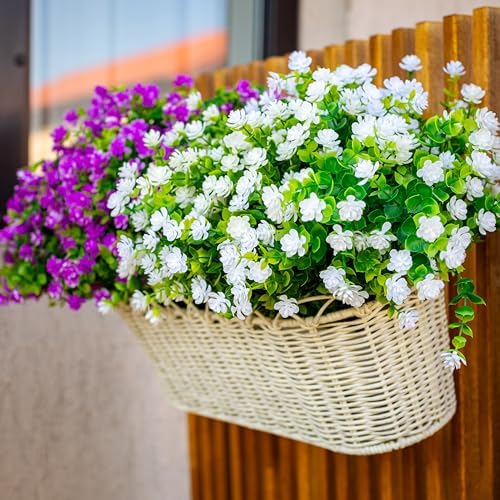 AXYLEX Artificial Flowers for Outdoors, 12 Bundles Fake Plants (White)