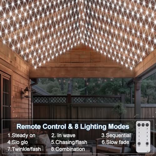 20x6.6ft 600LED Net Lights Outdoor Mesh Lights with Remote Timer 8 Modes