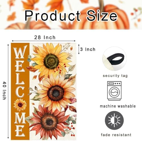 RABUSOFA Fall House Flags 28x40 Double Sided Welcome Sunflower Decoration