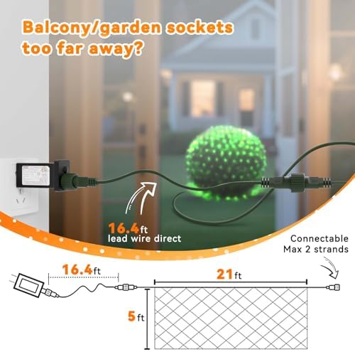 LitHome 21FT x 5FT Christmas Net Lights Outdoor Mesh Lights Connectable