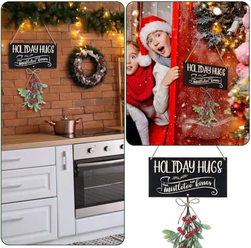 Vercraft Christmas Mistletoe Sign Holiday Hugs Hanging Decor