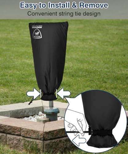 Enlarge Outdoor Faucet Cover for Winter Freeze Protection, 13” W x 30" H Hose Bib Covers Socks for Garden Lawn Faucets & Yard Hydrant, Reusable Long Insulated Spigot Cover, Black, 1 Pack