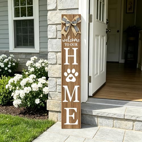 Welcome to Our Home Front Door Sign, 47"X8", Wood