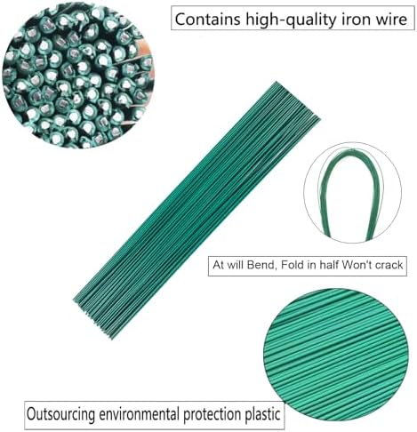 Arlai 18 Gauge DIY Craft Flower Stems, Dark Green, 16 Inch, 50PCS