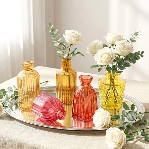 Set of 30 Gold Glass Bud Vases Small Textured Flower Vases