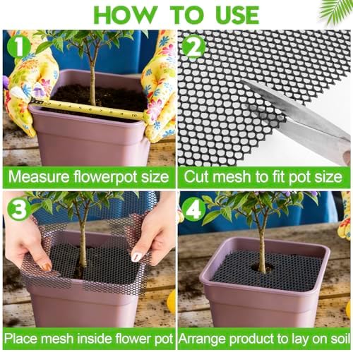 8 Pack Plant Pot Grids - 11.8 Inch Cuttable Soil Cover Protector from Cats, Animals Digging Stopper, Indoor Plant Pot Soil Guard for Outdoor Garden Balcony