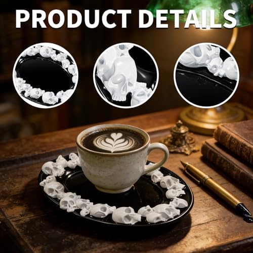 Wowagoga Gothic Skull Decorative Tray, Black Resin Vanity Tray