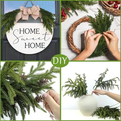 Artgar 24 Pcs Pine Branches - 18 Inch Artificial Green Pine Stem