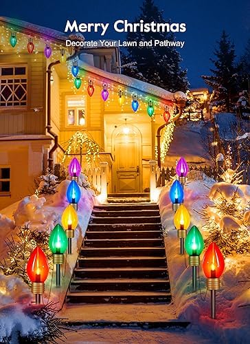 Hanging Christmas Decoration Outdoor, 8.5 FT 5 LED Jumbo C9 Pathway Lights