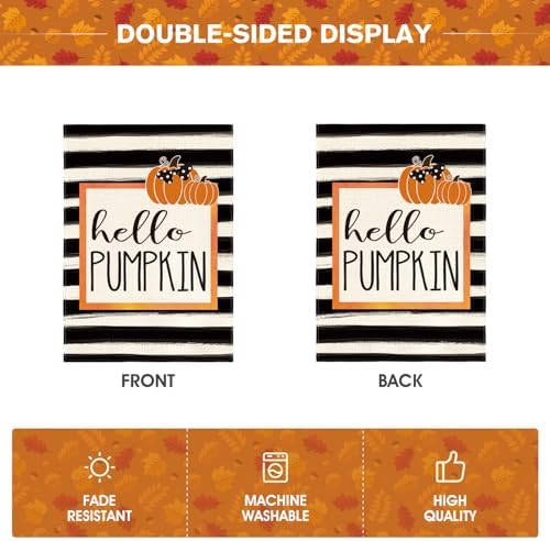 AVOIN colorlife Hello Pumpkin Fall Garden Flag 12x18 Inch