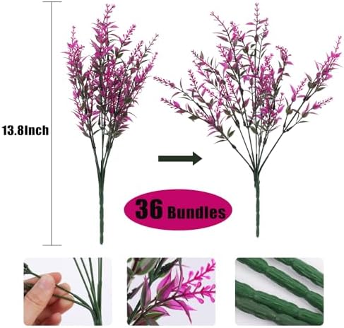 RECUTMS 36 Bundle Artificial Faux Plants Flowers Outdoor Spring Decoration