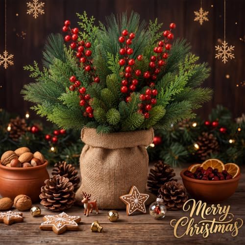 Suncalla 24 Pcs Artificial Christmas Flowers for Outdoors Winter, Fresh
