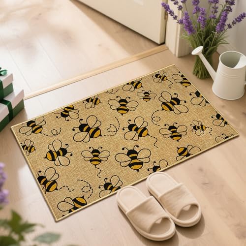 Bee Doormat Outdoor Entrance Funny Front Door Mat Welcome Bee Outside Rug
