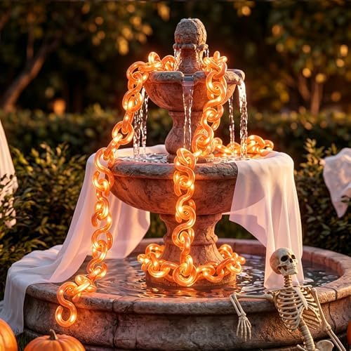 10 ft Halloween Chain Lights, Outdoor Orange Halloween Lights