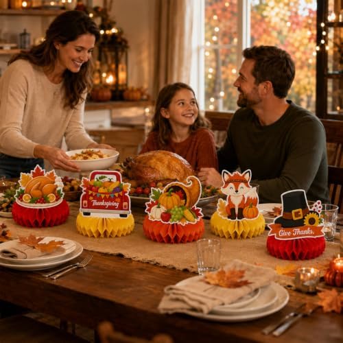 12Pcs Thanksgiving Decorations Thanksgiving Honeycomb Centerpieces