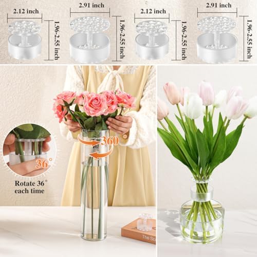 4 Spiral 360° Rotating Ikebana Stem Holder, Spiral Grid for Flowers