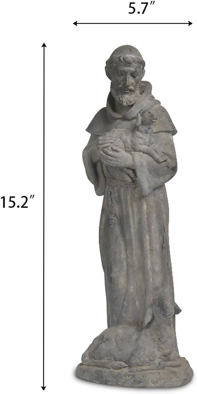 Newman House Studio Vintage St Francis Garden Statue - 15.2 Inch Resin Patron of Animal Figurine Saint Francis