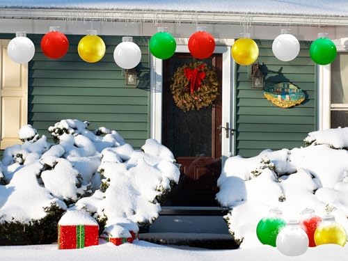 Inflatable Christmas Ornaments, 9 Inch Christmas Balls Outdoor Decor