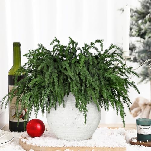 LZNPA 12 Pcs Realistic Christmas Pine Branches Natural Droopy Soft Bendable