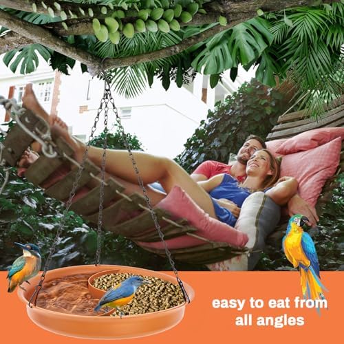 CARGEN Hanging Bird Bath for Outdoors - 2 in 1 Water and Seed Feeder Tray
