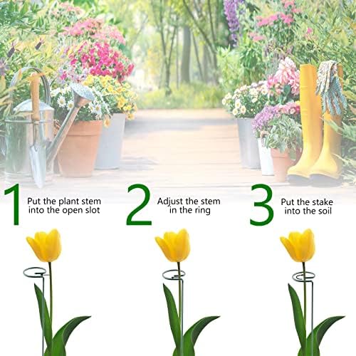 Thealyn 20 Pack 16 Inch Plant Support Stakes, Metal Single stemmed Flower Support Hoops，Garden Plant Stakes Plant Prop for Amaryllis Orchid Lily Rose Peony Tomatoes Gladiolus