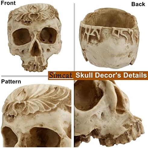 Simcat Skull Planter, Gothic Plant Pot Handcrafted Vintage Design
