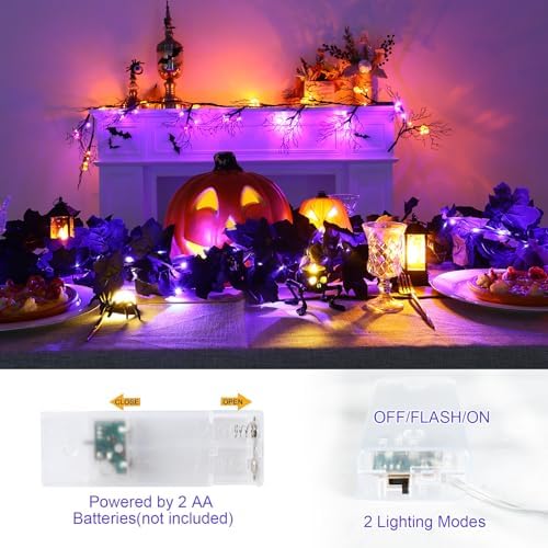 Joyhalo 2 Pack 5.7FT Halloween Garlands with Purple Lights