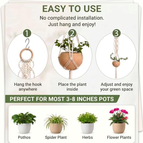 Shappy 2 Pack Boho Macrame Plant Hanger for Indoor