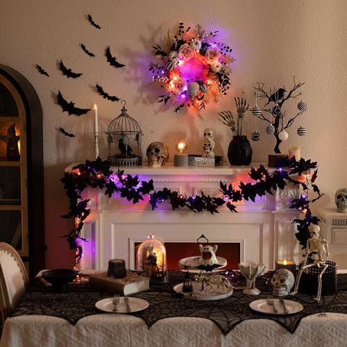 Valery Madelyn 18" Halloween Wreath for Front Door Decor with Lights