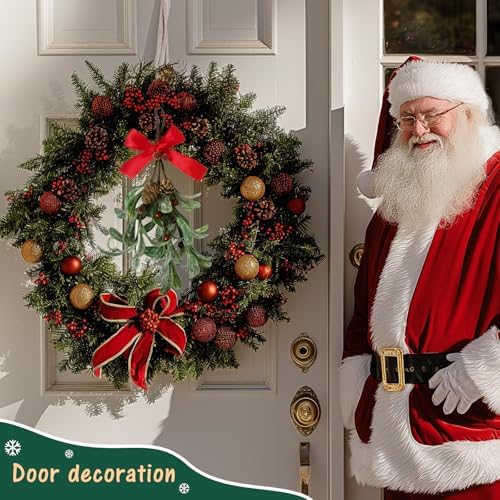 2PCS Christmas Mistletoe Decor, 9 Inches Artificial Hanging Ornament