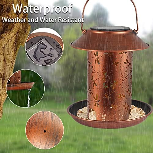 2 Pack Bird Feeders for Outdoors Dragonfly Solar Lanterns Waterproof