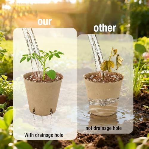 Peat Pots for Seedlings, Seed Starter Pots, 40 Pcs 3.15 Inch, Biodegradable Plant Starter Nursery Pots with Drainage Holes, Organic Round Planting Pots for Vegetables Herbs