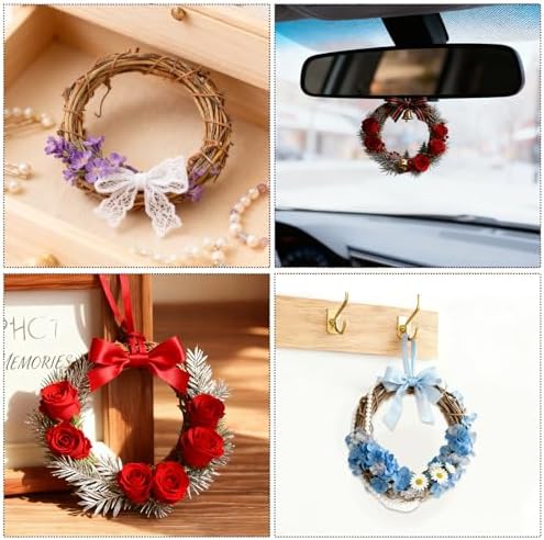12 Pcs 3 Inch Natural Grapevine Wreaths, Hand-Woven Vine Branch Wreath, Rattan Wreath for DIY Crafts, Christmas Decorations, Home & Event Styling Party Wedding Decor