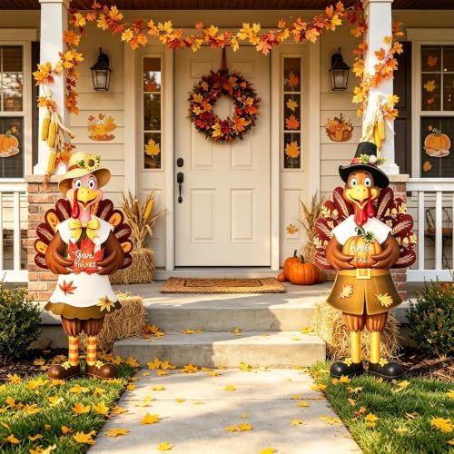 VCUTEKA Fall Turkey Outdoor for Yard Decor, Thanksgiving Garden Stake