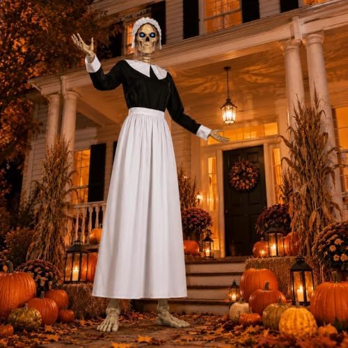 3 Pcs Pilgrim Woman Outfit for 12 Ft Skeleton Thanksgiving Accessories