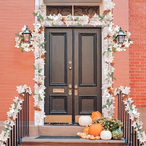 4Pack 23.6FT White Fall Garland for Mantle Autumn Wedding Thanksgiving