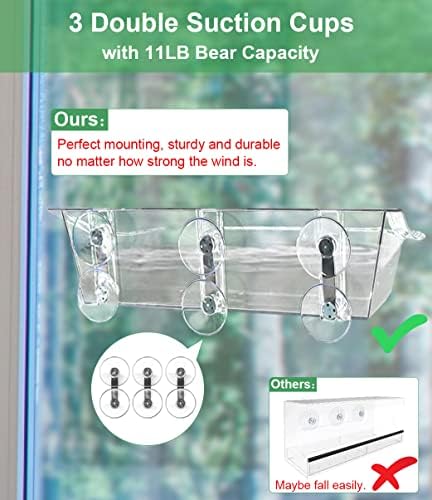 Clear Window Mounted Bird Feeder Bath, 2 Pack