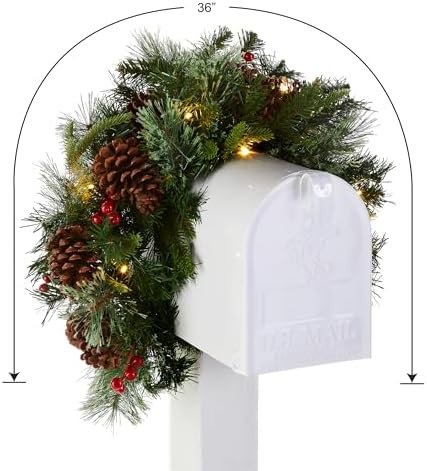 National Tree Company 36in Pre-Lit Colonial Fir Christmas Mailbox Swag