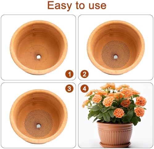 100 Pcs Flower Pot Hole Mesh Pad, Rounds Plant Drainage Screens Gasket, Plastic Drainage Hole Pot Bonsai Mesh, Bonsai Bottom Grid Mat, Keep Soil from Flowing Away (2 inch & 4 inch)