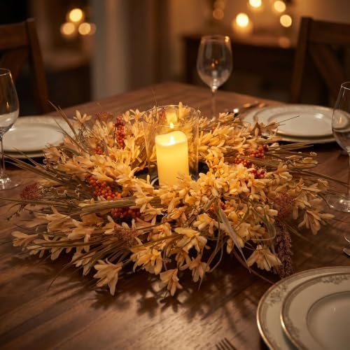 26" Large Fall Wreath for Front Door, Autumn Forsythia Rustic Harvest Decor
